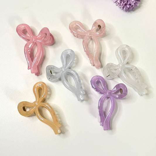 Transparent Shimmer Bow Hair Claw Clip-Large