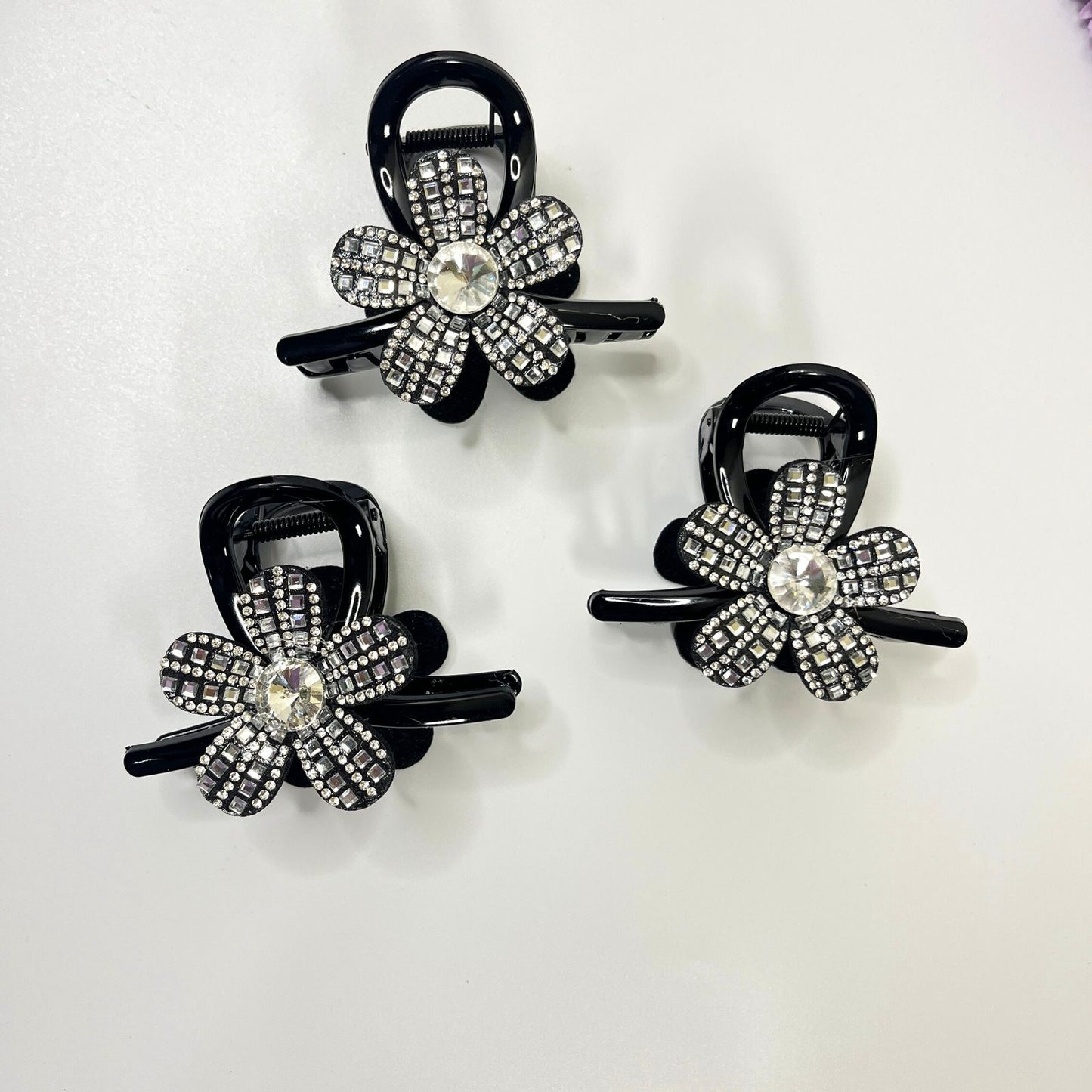 Crystal Flower Hair Claw Clip