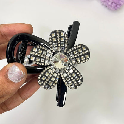 Crystal Flower Hair Claw Clip