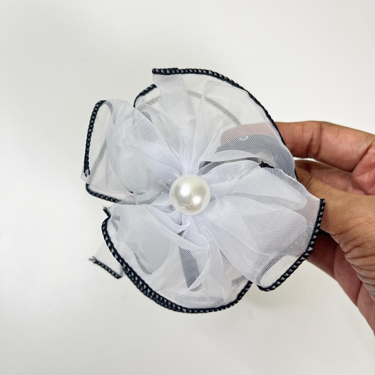 Pearl Organza Flower Hair Claw Clip