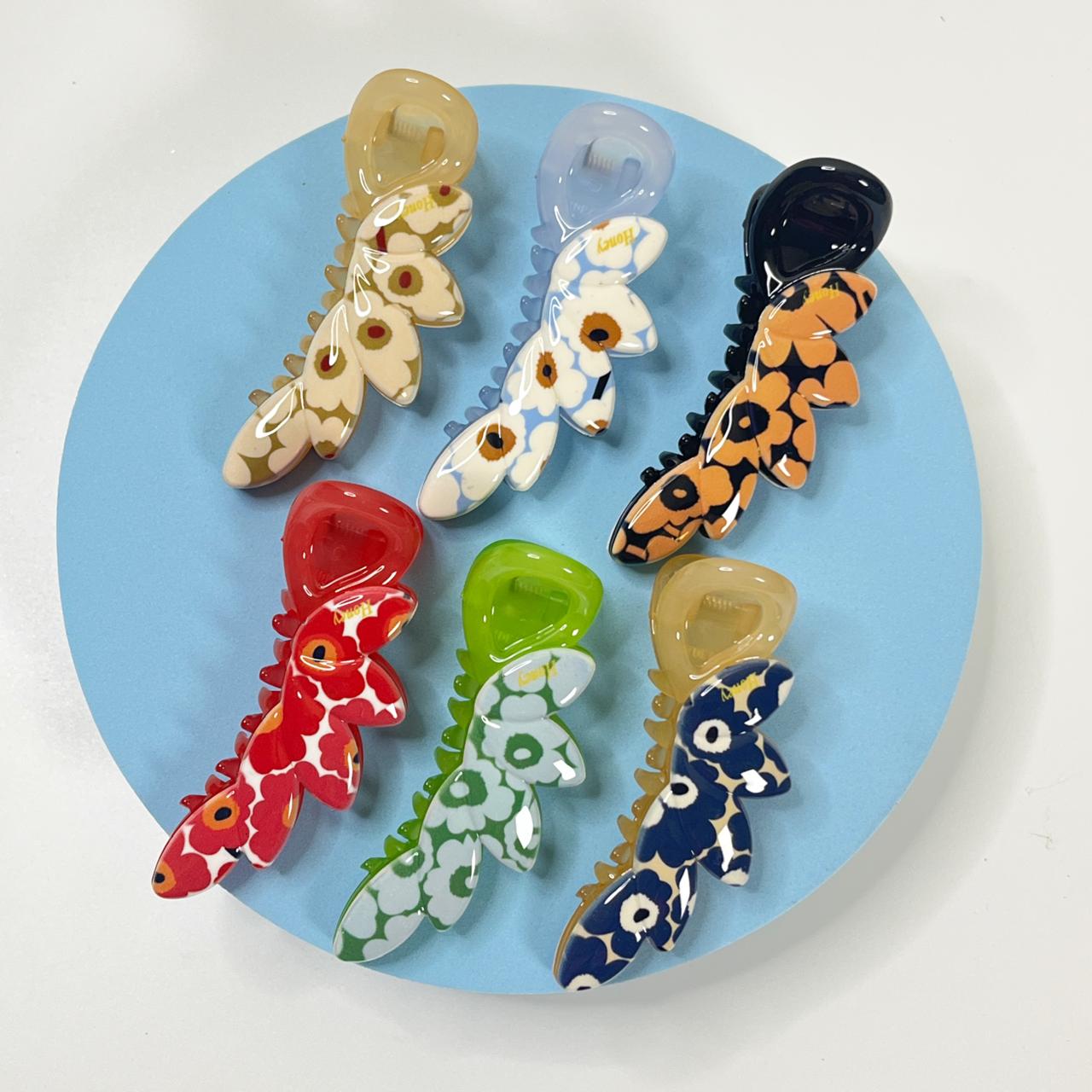 Floral Lobster banana clip