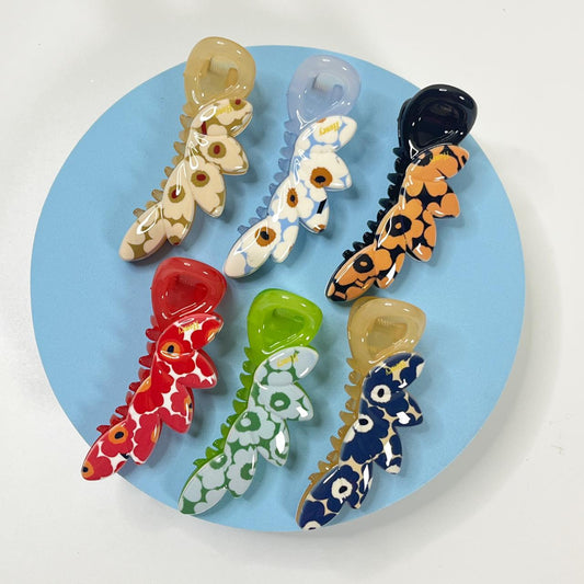 Floral Lobster banana clip