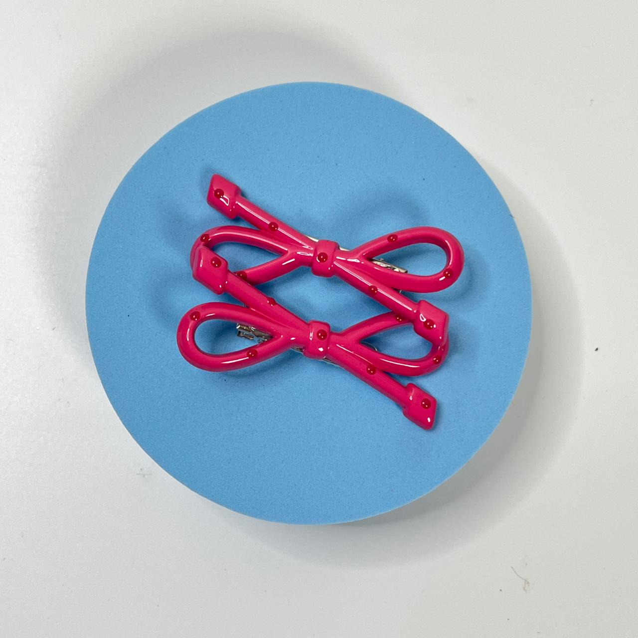 Bow Ribbon Snap Hair Clip (Set of 2)