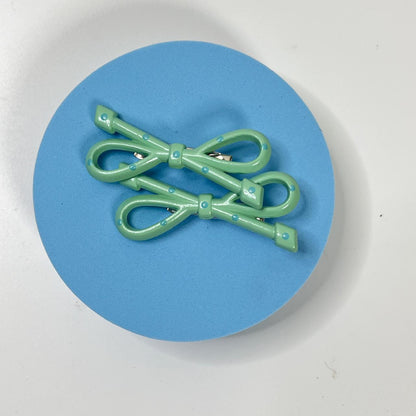Bow Ribbon Snap Hair Clip (Set of 2)