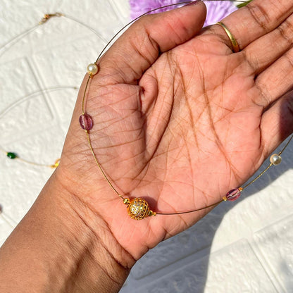 Minimal Gold Bead Invisible Chain Necklace