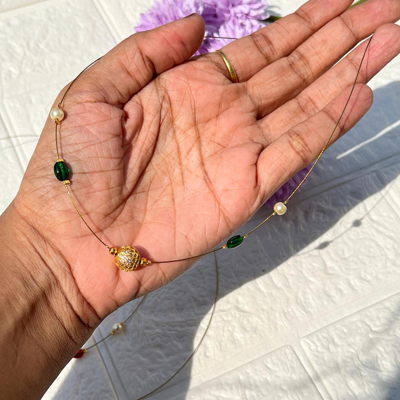 Minimal Gold Bead Invisible Chain Necklace