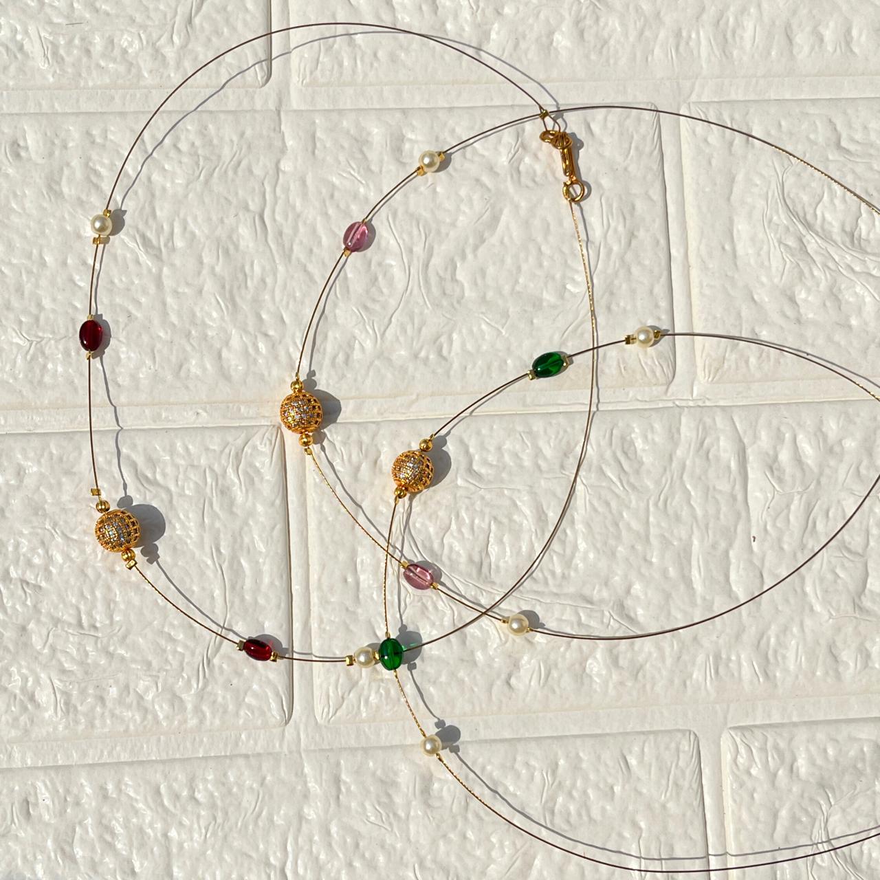Minimal Gold Bead Invisible Chain Necklace