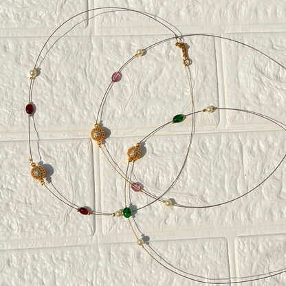 Minimal Gold Bead Invisible Chain Necklace