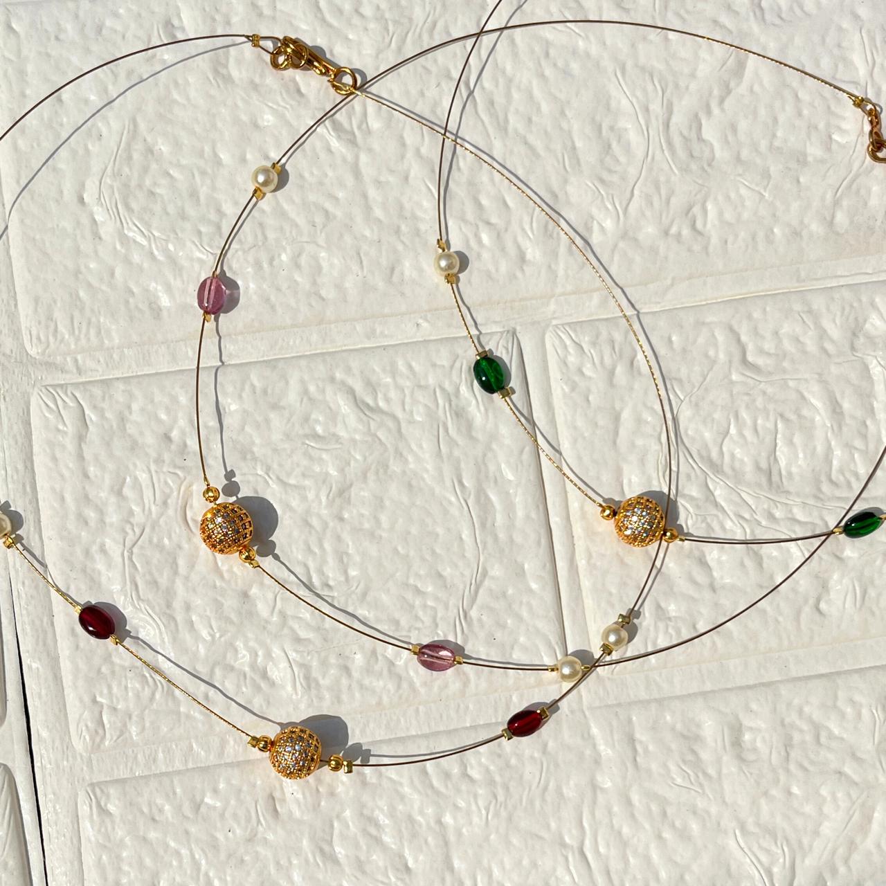 Minimal Gold Bead Invisible Chain Necklace