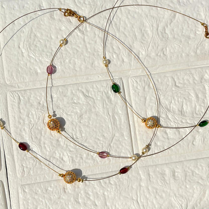 Minimal Gold Bead Invisible Chain Necklace