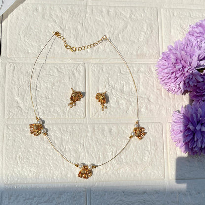 Elephant Charm Invisible Necklace & Earring Set
