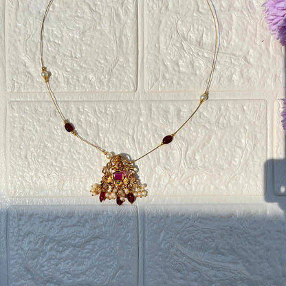 Pearl & Beads Invisible Necklace (Meroon)