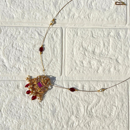 Pearl & Beads Invisible Necklace (Meroon)