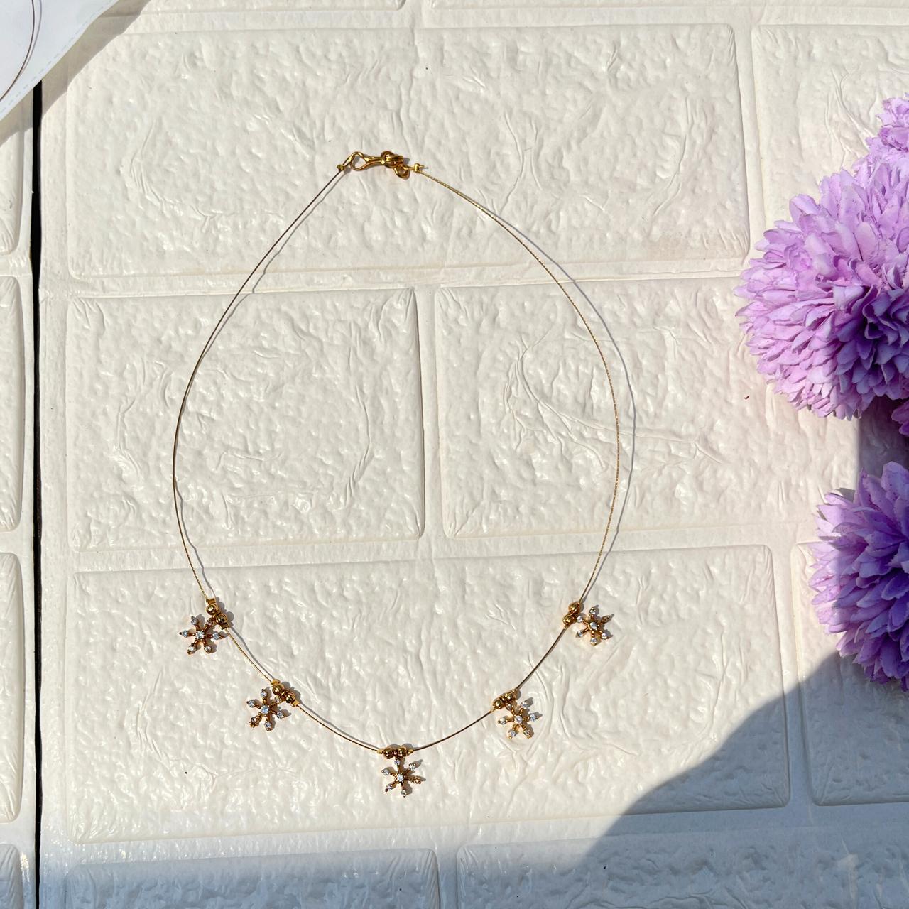 Elegant snowflake charm invisible necklace
