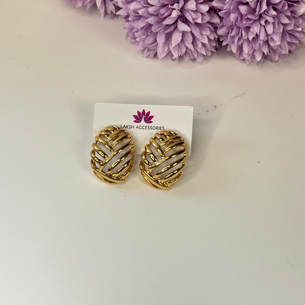 Golden Weave Statement Studs