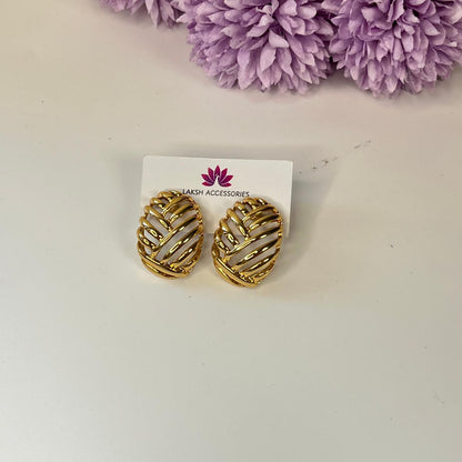 Golden Weave Statement Studs