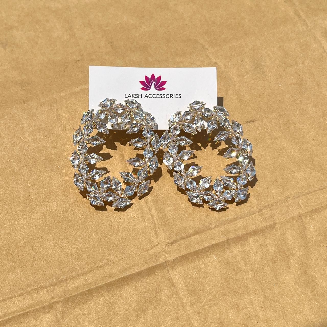 Zircon Crystal Circle Statement Earrings