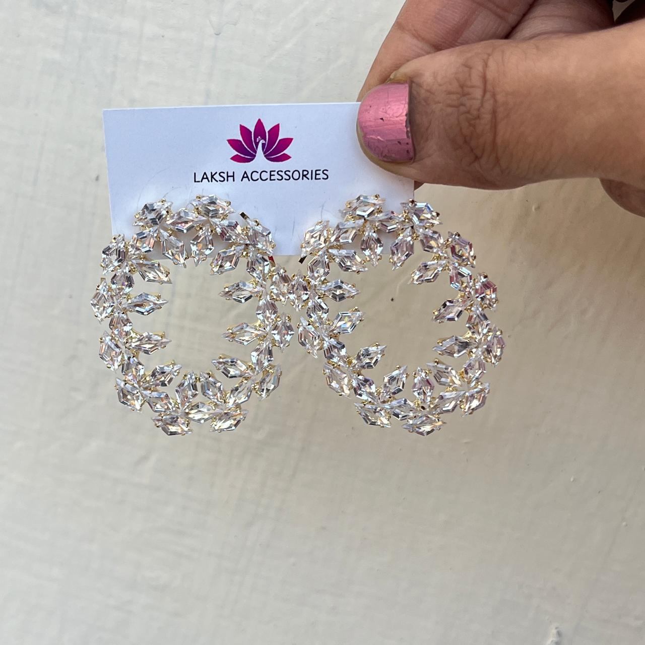 Zircon Crystal Circle Statement Earrings