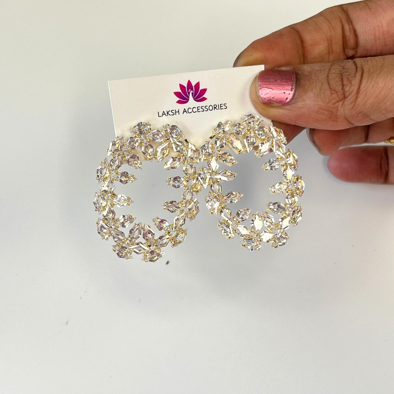 Zircon Crystal Circle Statement Earrings
