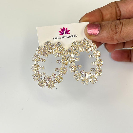Zircon Crystal Circle Statement Earrings