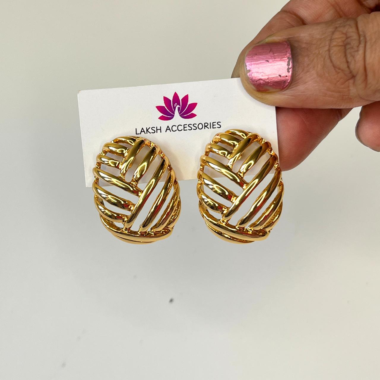 Golden Weave Statement Studs