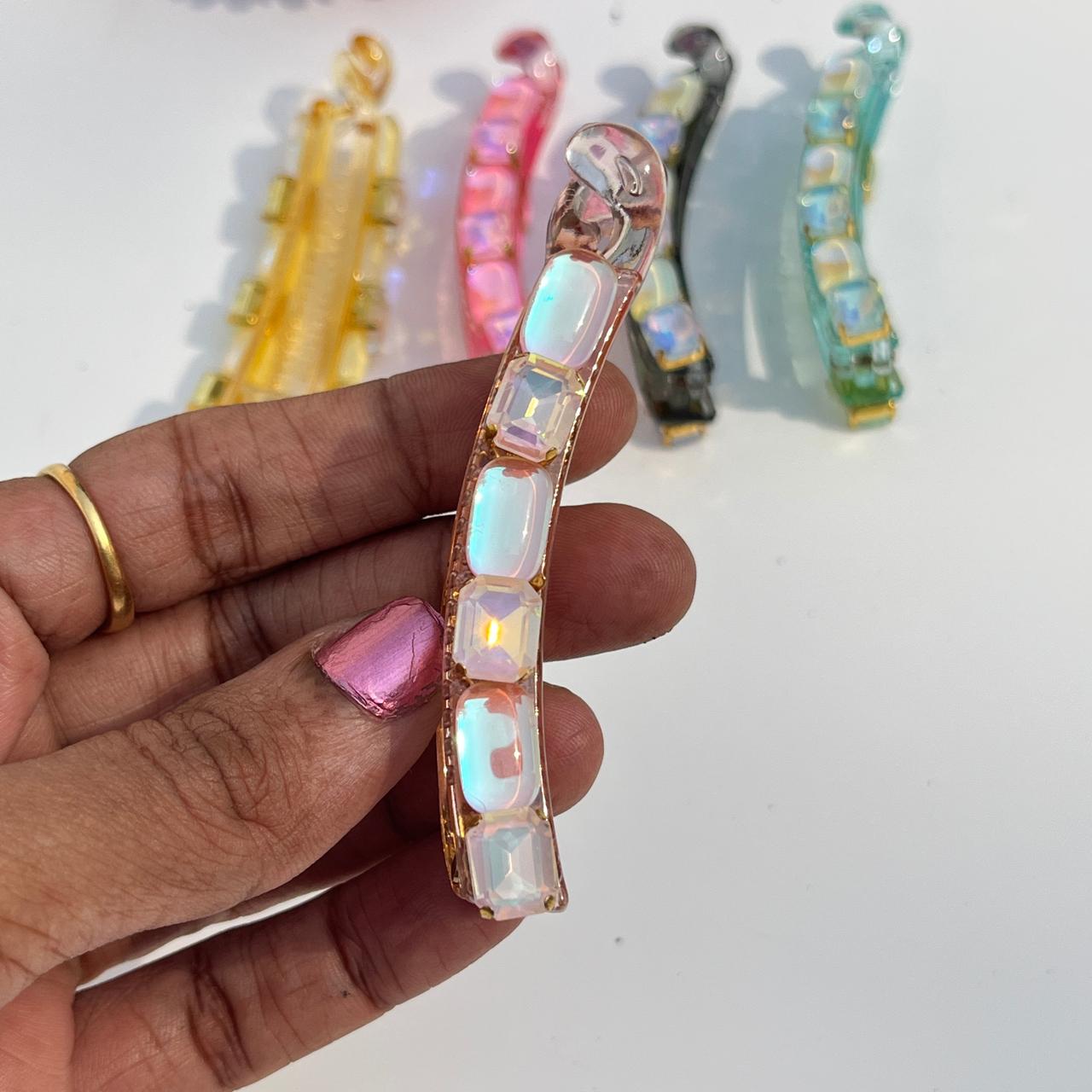 Crystal Blush Banana Hair Clip (8cm)