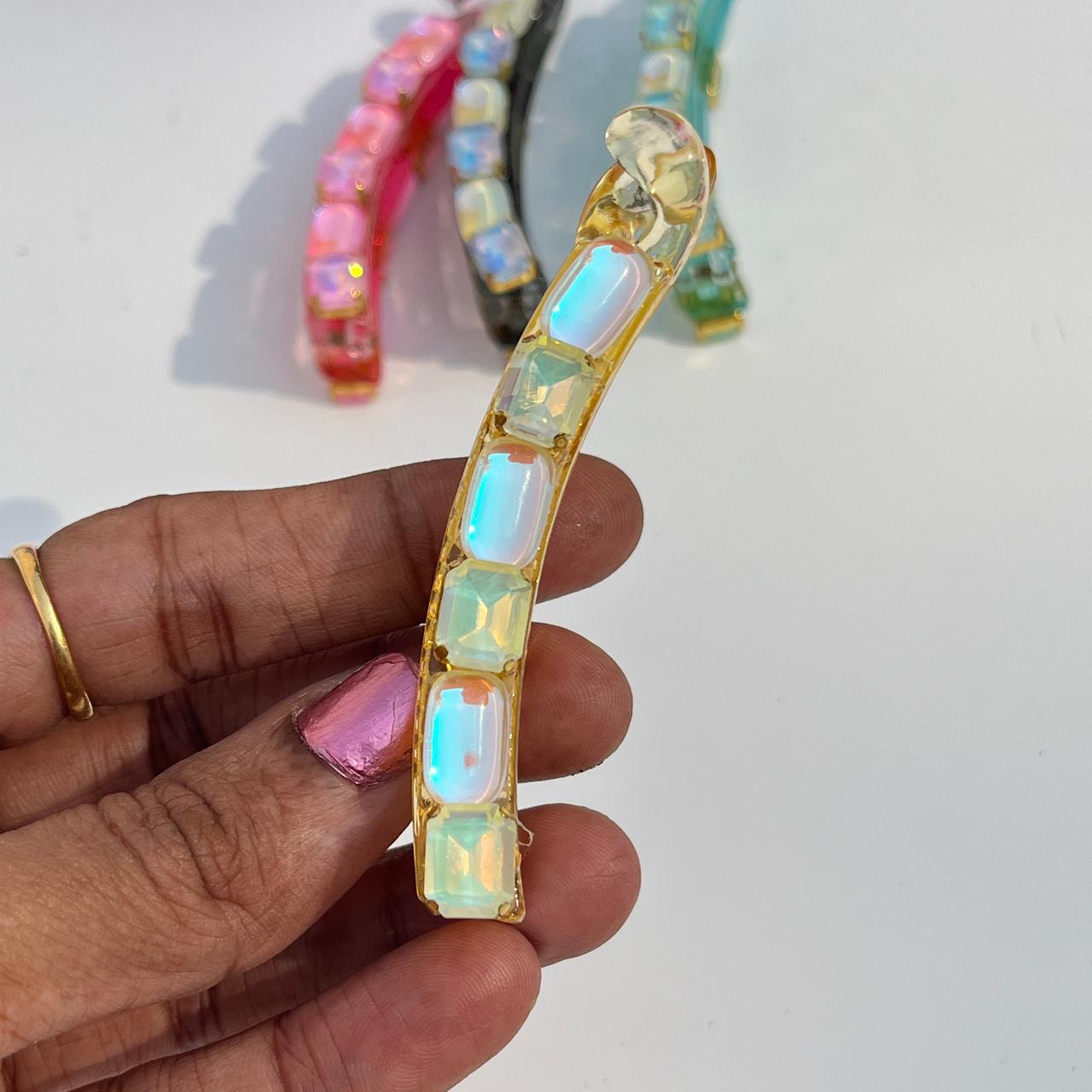 Crystal Blush Banana Hair Clip (8cm)