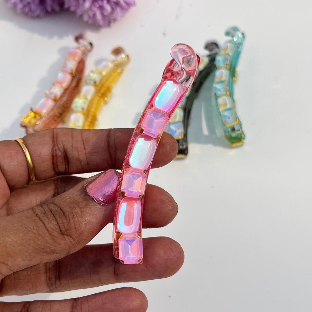 Crystal Blush Banana Hair Clip (8cm)