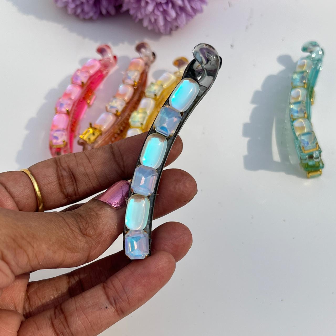 Crystal Blush Banana Hair Clip (8cm)