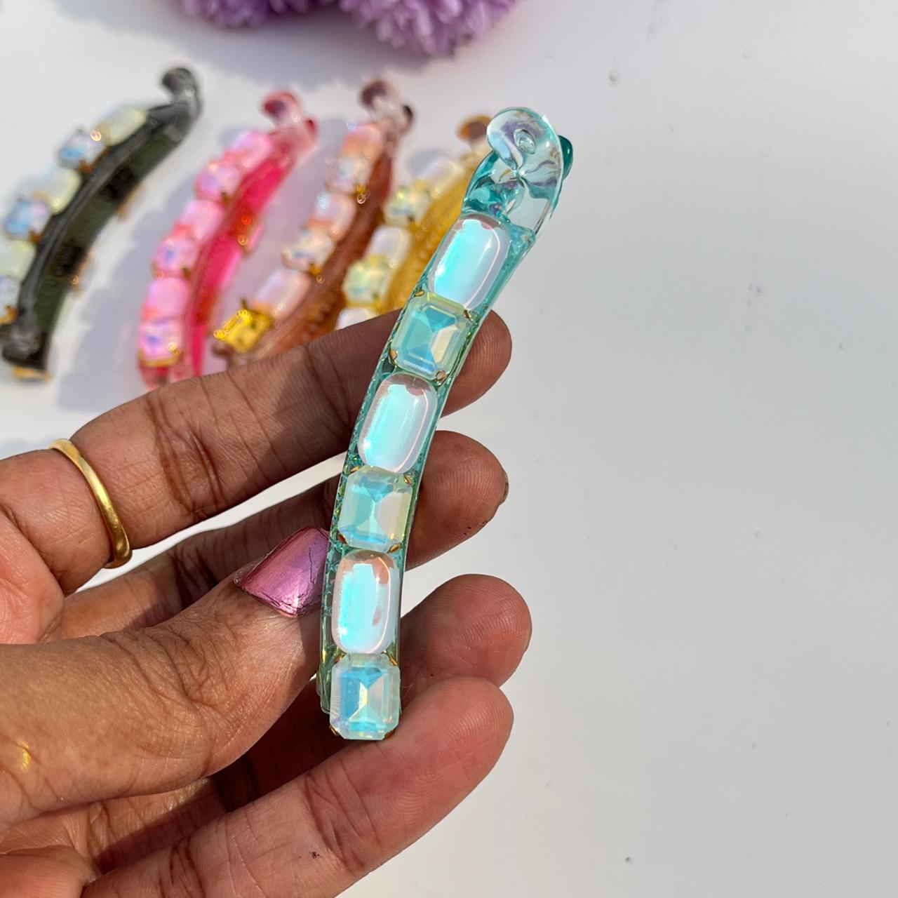 Crystal Blush Banana Hair Clip (8cm)