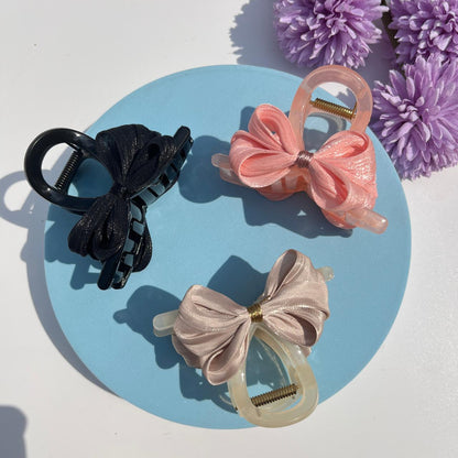Soft Satin Bow Claw Clip (Medium)