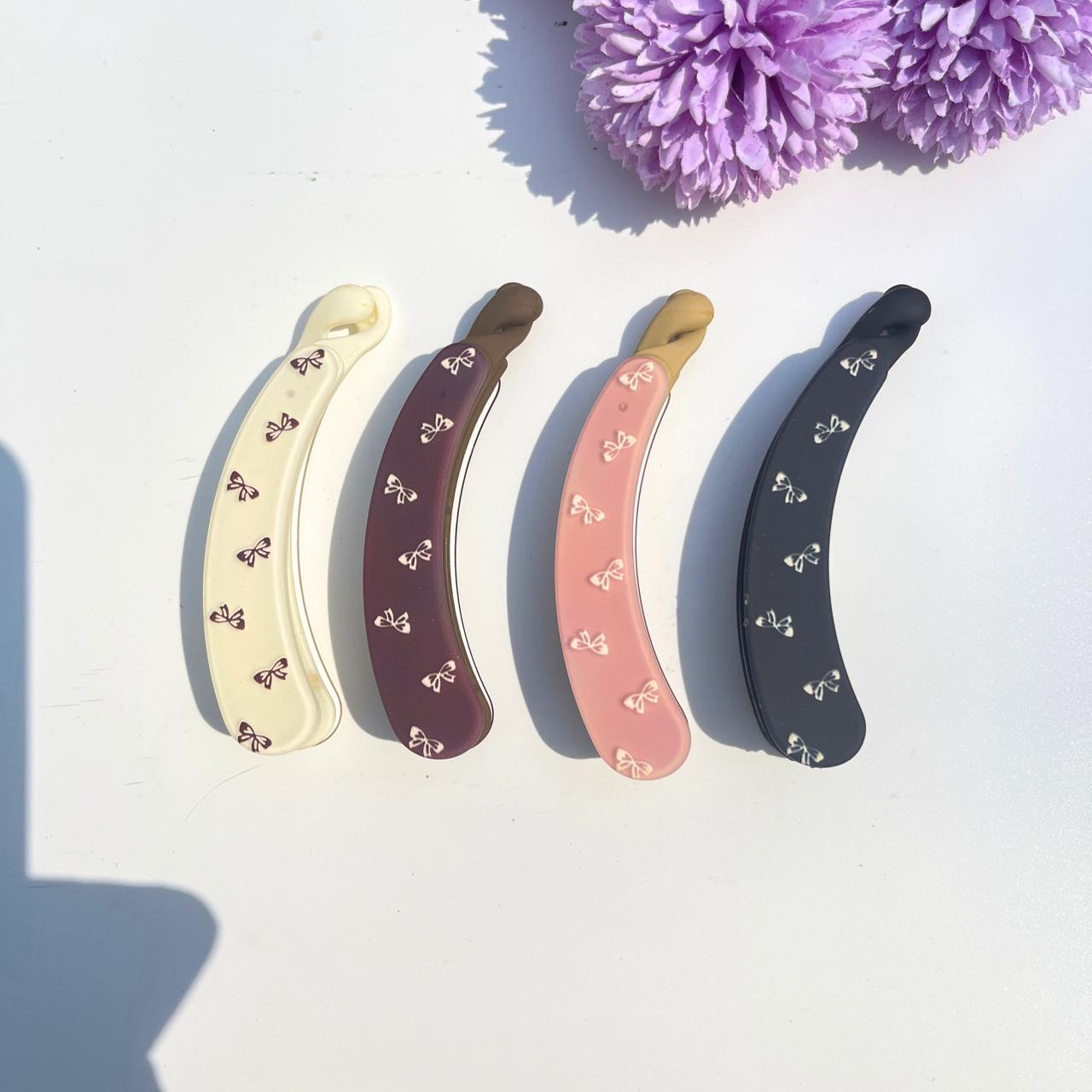 Boefini Bow Print Banana Hair Clip 🎀✨