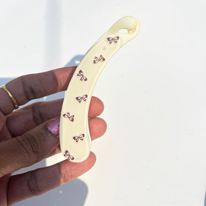 Boefini Bow Print Banana Hair Clip 🎀✨