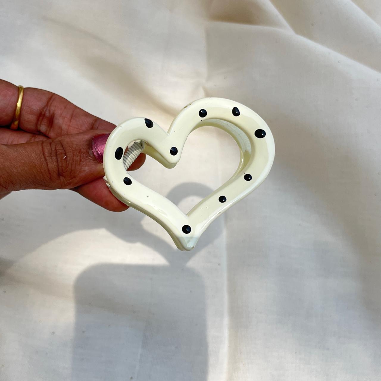 Heart Shape Polka Dot Medium Claw Hair Clip