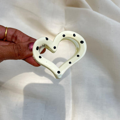 Heart Shape Polka Dot Medium Claw Hair Clip