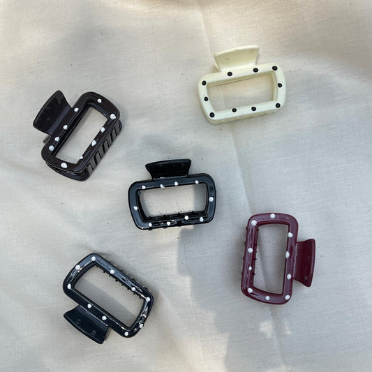 Rectangular Shape Polka Dot Medium Claw Hair Clip