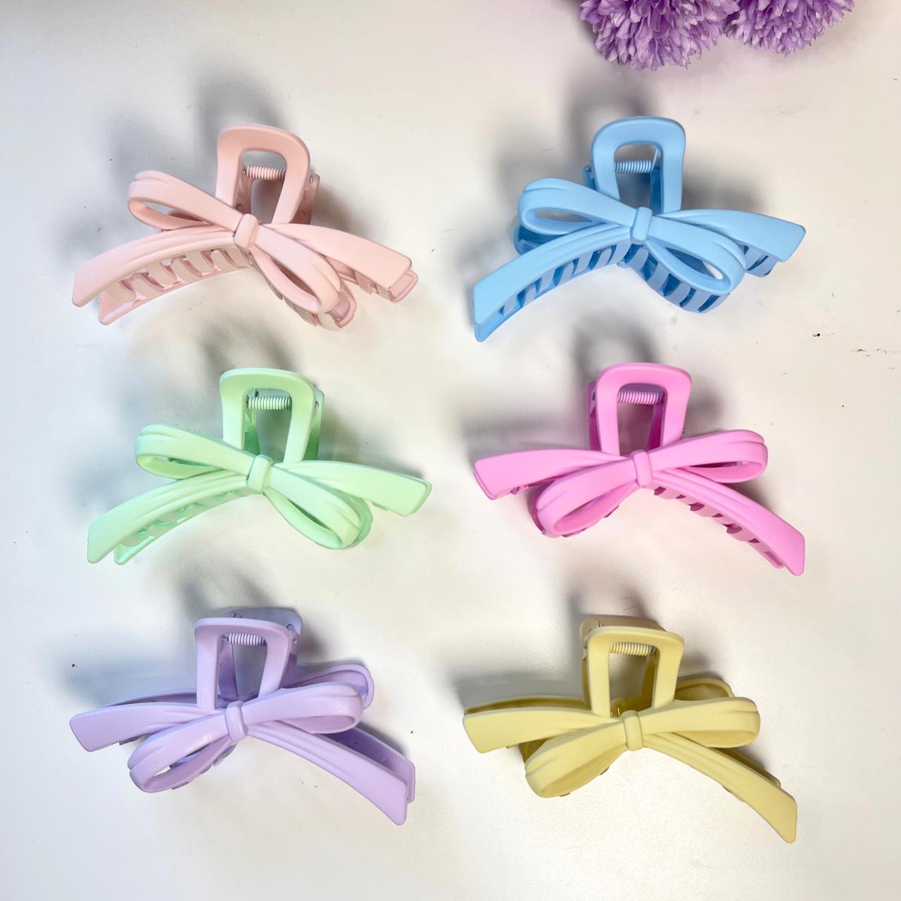Pastel Bow Shape Claw Hair Clip - Large