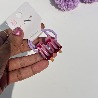 Mini Popsicle Charm Elastic Hair Ties (Set of 2)