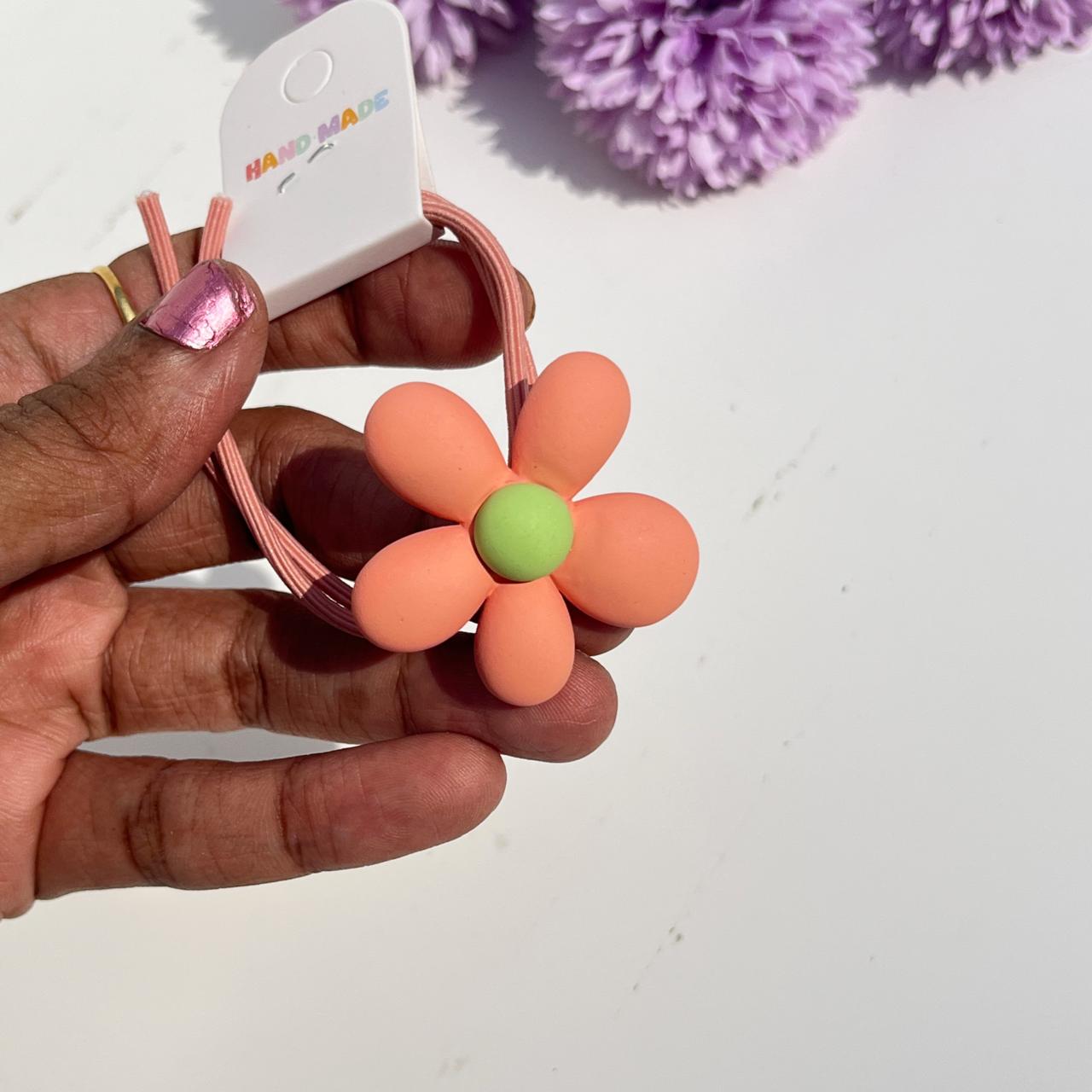 Matte Daisy Flower Elastic Hair Tie (Pack of 1)