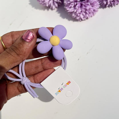 Matte Daisy Flower Elastic Hair Tie (Pack of 1)