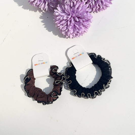 Frill Lace Scrunchie with Beaded Edge (Pack of 1)