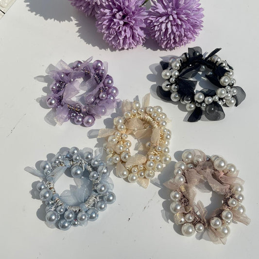 Pearl Embellished Scrunchie with Ribbon Detail (Pack of 1)