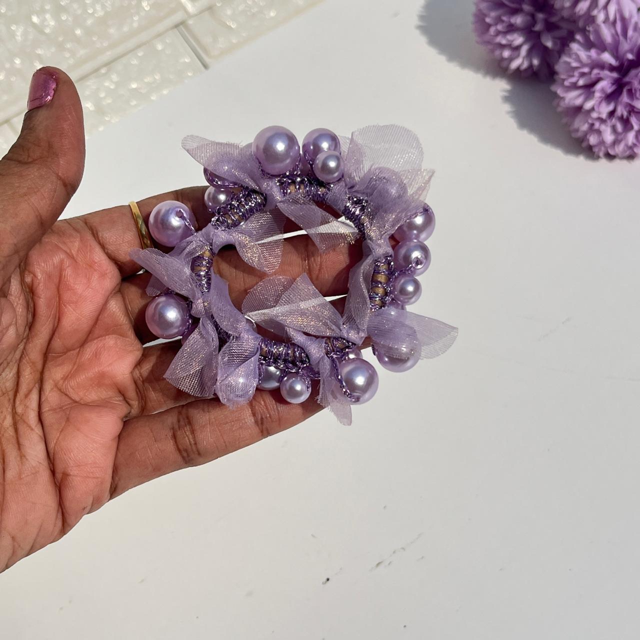 Pearl Embellished Scrunchie with Ribbon Detail (Pack of 1)