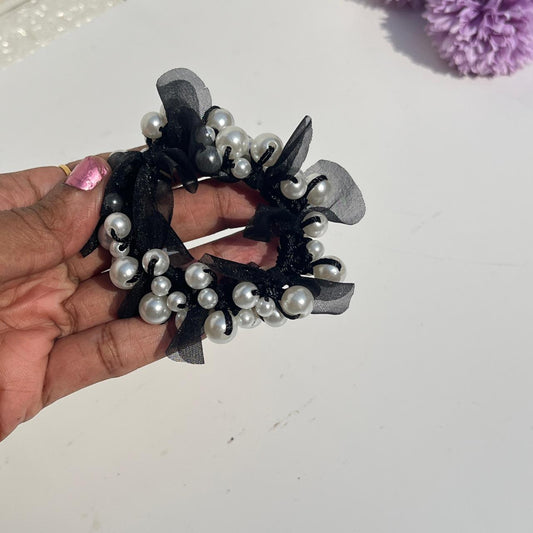 Pearl Embellished Scrunchie with Ribbon Detail (Pack of 1)