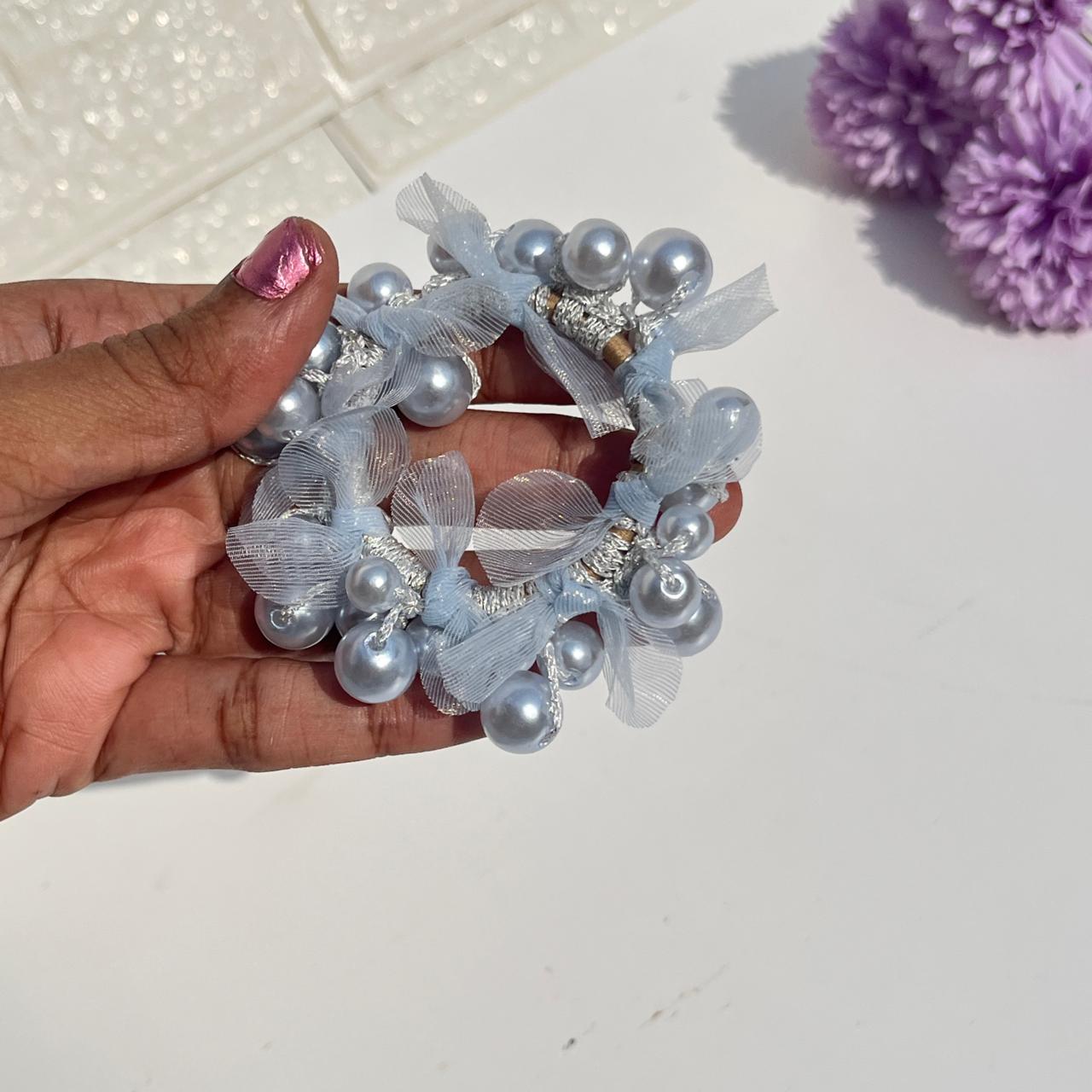 Pearl Embellished Scrunchie with Ribbon Detail (Pack of 1)