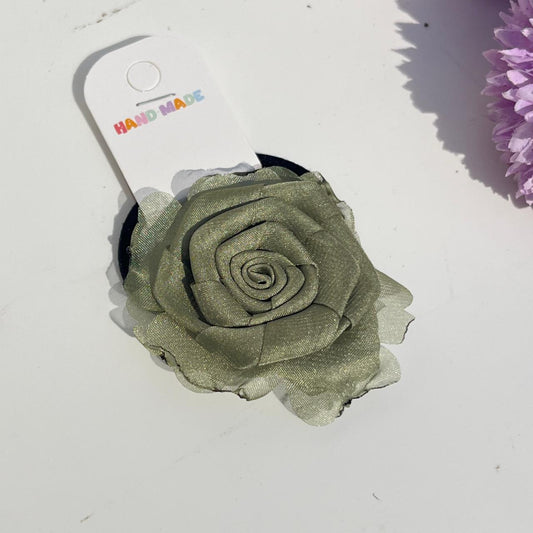 Organza Rose Flower Elastic Hair Tie (Pack of 1)