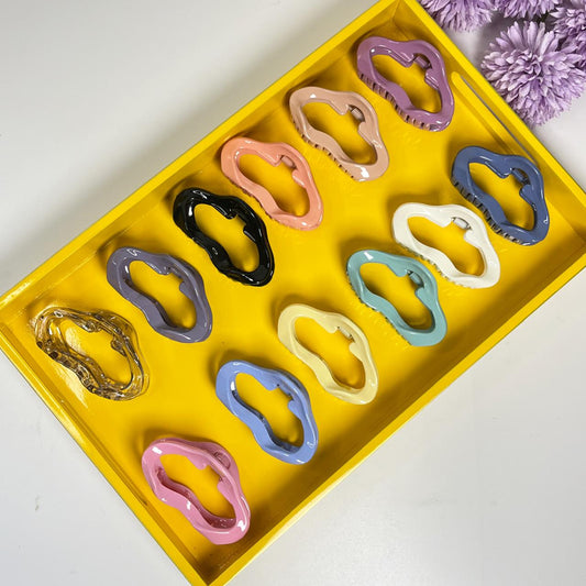 Pastel Abstract Wave Claw Clip - Medium