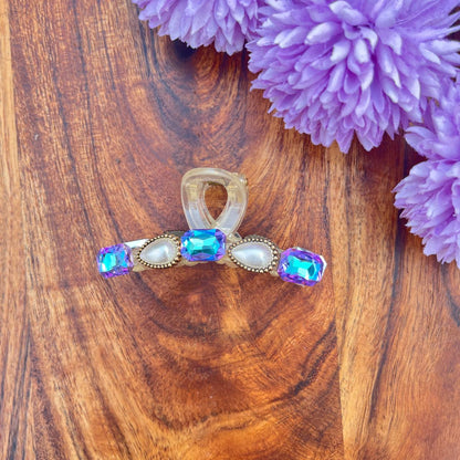 Royal Pearl Crystal Claw Clips - Medium