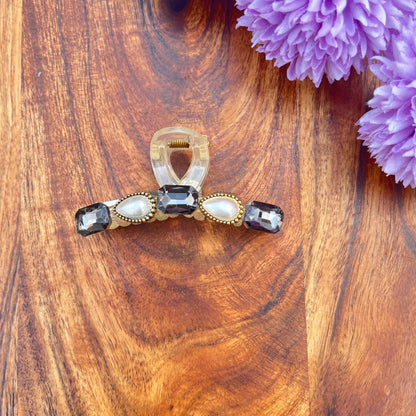 Royal Pearl Crystal Claw Clips - Medium