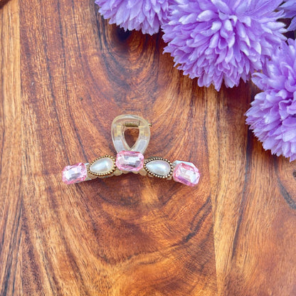 Royal Pearl Crystal Claw Clips - Medium
